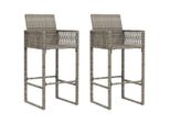 Vidaxl Sgabello Da Giardino 2 Pz. Poli Rattan Grigio