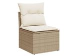 Vidaxl Divano Da Giardino Senza Braccioli Con Cuscini Beige Poly Rattan