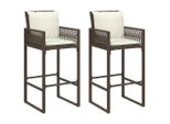Vidaxl Sgabello Da Giardino Con Cuscino 2 Pz. Poli Rattan Marrone