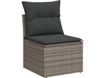 Vidaxl Poltrona Da Giardino Senza Braccioli Con Cuscino In Poly Rattan Grigio
