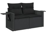Vidaxl Divano Da Giardino Con Cuscini A 2 Posti In Polirattan Nero
