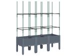 Vidaxl Fioriera Con Traliccio Blu-Grigio 120X40X142,5 Cm Pp