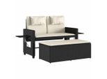Vidaxl Panchina Da Giardino Regolabile Con Cuscini In Poly Rattan Nero