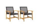 Sedie Da Giardino 2 Pezzi In Poly Rattan Nero E Legno Di Acacia