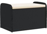 Panca Con Contenitore E Cuscini Nero 80X51X52 Cm In Poly Rattan