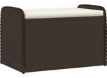 Panca Con Contenitore E Cuscini Marrone 80X51X52 Cm Poli Rattan