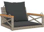 Sedia Sospesa Con Cuscino Grigio 63X62X40 Cm In Poly Rattan