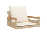 Sedia Sospesa Con Cuscino Beige 63X62X40 Cm Poli Rattan