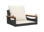 Sedia Sospesa Con Cuscino Nero 63X62X40 Cm In Poly Rattan