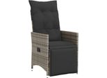 Vidaxl Poltrona Da Giardino Regolabile Con Cuscino Grigio Poly Rattan