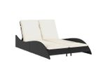 Lettino Con Cuscini Nero 114X205X73 Cm In Poly Rattan