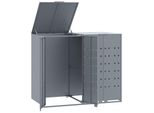 Vidaxl Contenitore Per Rifiuti Per 2 Contenitori Grigio 138X79X117 Cm Acciaio