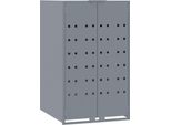 Vidaxl Contenitore Per Rifiuti Per 1 Contenitore Grigio 69X79X117 Cm Acciaio