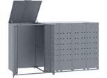 Vidaxl Contenitore Per Rifiuti Per 3 Contenitori Grigio 207X79X117 Cm Acciaio