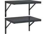 Vidaxl Mensole A Muro 2 Pezzi 50X40 Cm Nero Acciaio Inox