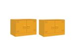 Mobili Tv 2 Pezzi Giallo Senape 67X39X44 Cm Acciaio