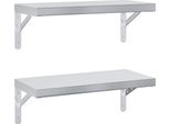 Vidaxl Mensole A Muro 2 Pezzi 50X23,5 Cm Argento Acciaio Inox