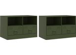 Mobili Tv 2 Pz. Verde Oliva 67X39X44 Cm Acciaio