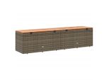 Vidaxl Cassapanca Da Giardino Grigia 220X50X54 Cm In Poly Rattan Legno Di Acacia