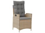 Vidaxl Poltrona Da Giardino Con Cuscino Regolabile Beige Mix Poly Rattan
