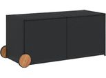 Cassapanca Da Giardino Con Rotelle Nera 283L In Poly Rattan