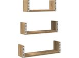 Vidaxl Mensole Da Parete 3 Pz. Materiale Artigianale A Base Di Legno Di Quercia