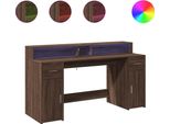 Vidaxl Scrivania Led Look Rovere Marrone 160X55X91 Materiale A Base Di Legno