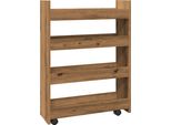 Vidaxl Carrello Portaoggetti Stretto 4 Ripiani Materiale Legno Rovere Artigianale