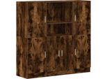 Vidaxl Set Di Armadietti Da Cucina A 3 Pezzi In Legno Di Quercia Affumicata