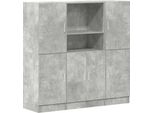 Vidaxl Set Di Armadietti Da Cucina A 3 Pezzi In Legno Grigio Cemento