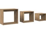 Vidaxl Set Di Tavoli 3 Pezzi. Materiale Artigianale A Base Di Legno Di Quercia