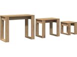 Vidaxl Set Di Tavoli 3 Pezzi. Materiale Artigianale A Base Di Legno Di Quercia