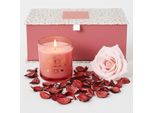 Confezione Regalo Per Candele Profumate - Include Una Candela Profumata Color Ambra E Una Rosa Decorativa Con Deodorante Naturale - Rosa