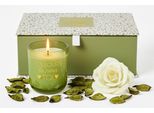 Confezione Regalo Per Candele Profumate - Include Una Candela Profumata Color Ambra E Una Rosa Decorativa Con Deodorante Naturale - Verde