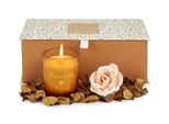 Confezione Regalo Per Candele Profumate - Include Una Candela Profumata Color Ambra E Una Rosa Decorativa Con Deodorante Naturale - Arancione