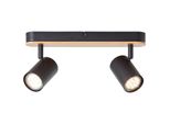 Brilliant Niels Spotbalken 2Flg Schwarz Matt/Natur, Metall/Bambus, 2X Led, GU10, 10 W