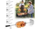 Yuenfong Spiedo Per Girarrosto In Acciaio Inox, Set Di Spiedo Per Girarrosto Di Alta Qualità Con Moto 220V - 240V, Incl. Forchette Per Carne 4X, Girarrosto In Acciaio Inox, Spiedo Per Girarrosto, Argento