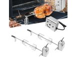 Yuenfong Spiedo Per Girarrosto In Acciaio Inox, Set Di Spiedo Per Girarrosto Di Alta Qualità Con Moto 220V - 240V, Incl. 2X Forchette Per Carne, Girarrosto In Acciaio Inox，Spiedo Per Girarrosto, Argento