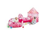 Tenda Da Gioco 3 In 1 Con Tunnel Per Bambini - Casetta Pop-Up Per Interni Ed Esterni - Regalo Di Compleanno - Magenta-Viola