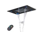 Soffione A Soffitto, Funzione Pioggia, Acciaio Inossidabile Resistente, Design 35*50Cm, Led Nero Opaco