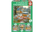 Progressive Puzzles - Educa - Rabbit City - 4 Puzzles - 12 To 25 Pieces - For Children