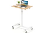 Tavolino Costway Regolabile In Altezza Con Rotelle, Tavolo Mobile, Scrivania, Scrivania In Piedi, Tavolo Per Laptop, 65 X 48 Cm