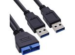 Inline® Cavo Usb 3.0 Interno 19Pin Femmina / 2X A Maschio, 0,40M