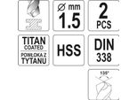 Punta Per Metallo HSS-TIN 1,5 Mm (2 Pezzi)