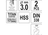 Punta Per Metallo HSS-TIN 3,0 Mm (2 Pezzi)
