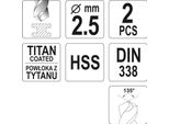 Punta Per Metallo HSS-TIN 2,5 Mm (2 Pezzi)
