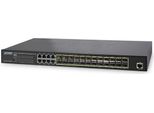 Planet GS-5220-16S8CR Planet L2+/L4 24-Port 100/1000X Sfp, 8 Shared Tp Managed Switches, Static Routing, Ipv4/Ipv6, W/ 48V Redundant Power