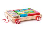 Carrello In Legno Con Blocchi, 35 Pezzi