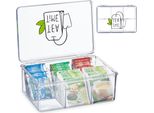 Relaxdays Scatola Da Tè Trasparente Con 6 Scomparti