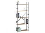 Scaffale, 5 Ripiani, Rovere Decorativo, Mdf, Laccato Nero